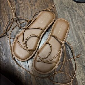 American Eagle Outfitters Tan Lace-Up Strappy Sandals